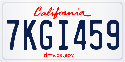 CA license plate 7KGI459