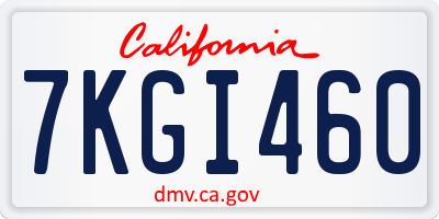 CA license plate 7KGI460