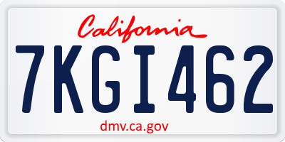 CA license plate 7KGI462