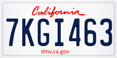 CA license plate 7KGI463