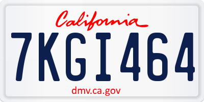 CA license plate 7KGI464