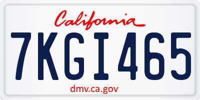 CA license plate 7KGI465