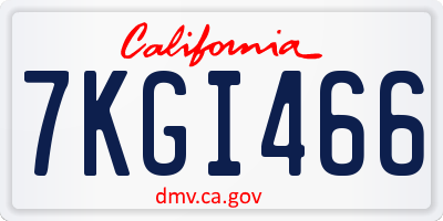 CA license plate 7KGI466