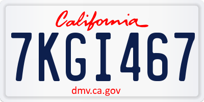 CA license plate 7KGI467
