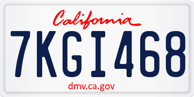 CA license plate 7KGI468