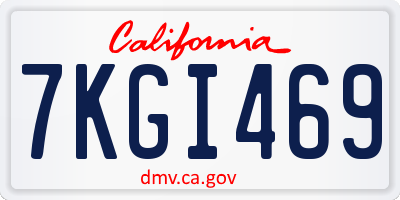 CA license plate 7KGI469