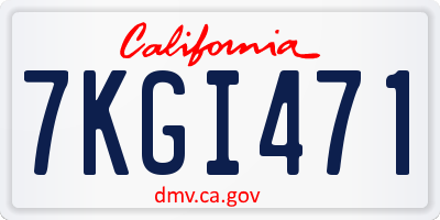 CA license plate 7KGI471