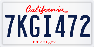 CA license plate 7KGI472