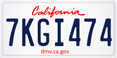 CA license plate 7KGI474
