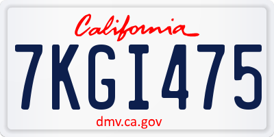 CA license plate 7KGI475