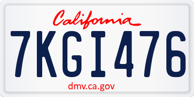 CA license plate 7KGI476