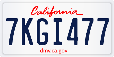 CA license plate 7KGI477