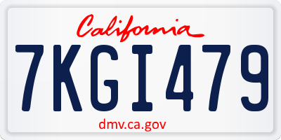 CA license plate 7KGI479