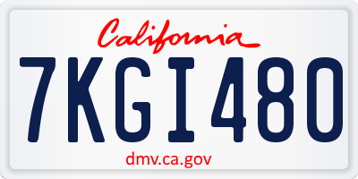 CA license plate 7KGI480