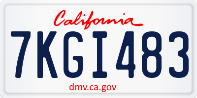 CA license plate 7KGI483