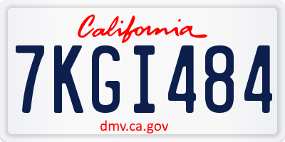 CA license plate 7KGI484