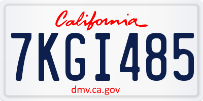 CA license plate 7KGI485