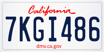 CA license plate 7KGI486