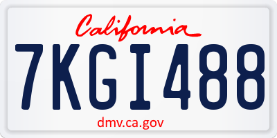CA license plate 7KGI488