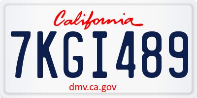 CA license plate 7KGI489