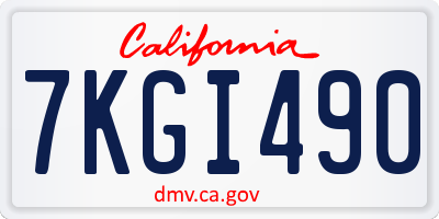 CA license plate 7KGI490