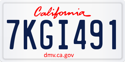 CA license plate 7KGI491