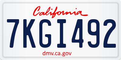 CA license plate 7KGI492