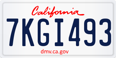 CA license plate 7KGI493