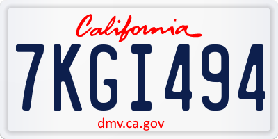 CA license plate 7KGI494