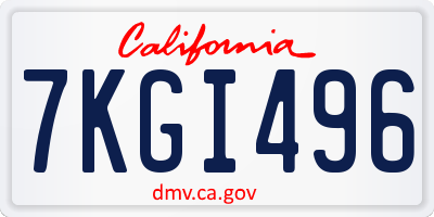 CA license plate 7KGI496
