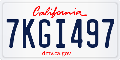 CA license plate 7KGI497
