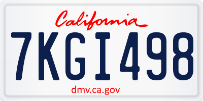 CA license plate 7KGI498