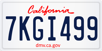 CA license plate 7KGI499