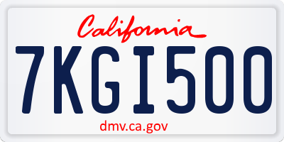 CA license plate 7KGI500