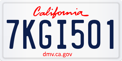 CA license plate 7KGI501