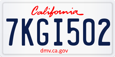 CA license plate 7KGI502
