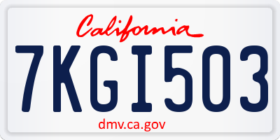 CA license plate 7KGI503