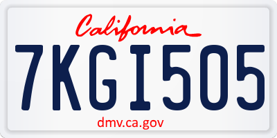 CA license plate 7KGI505