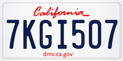 CA license plate 7KGI507