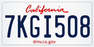 CA license plate 7KGI508