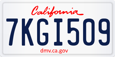 CA license plate 7KGI509