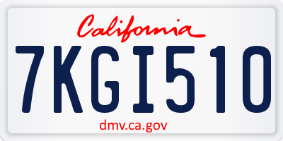 CA license plate 7KGI510