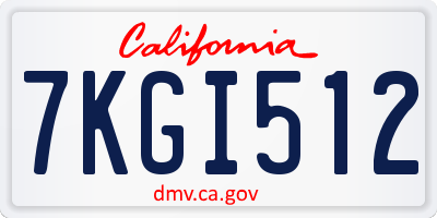 CA license plate 7KGI512