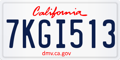 CA license plate 7KGI513