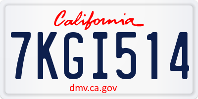 CA license plate 7KGI514