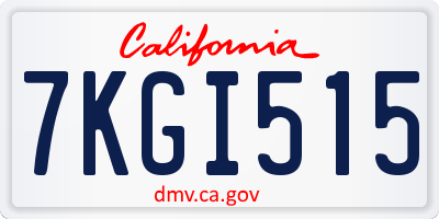 CA license plate 7KGI515