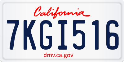 CA license plate 7KGI516