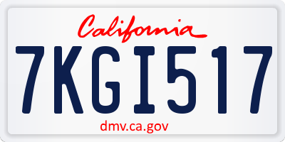 CA license plate 7KGI517