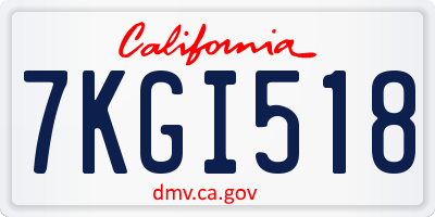 CA license plate 7KGI518