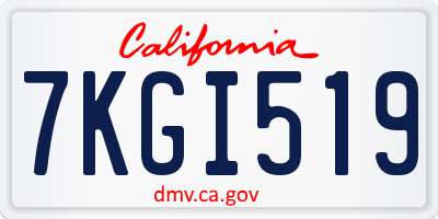 CA license plate 7KGI519